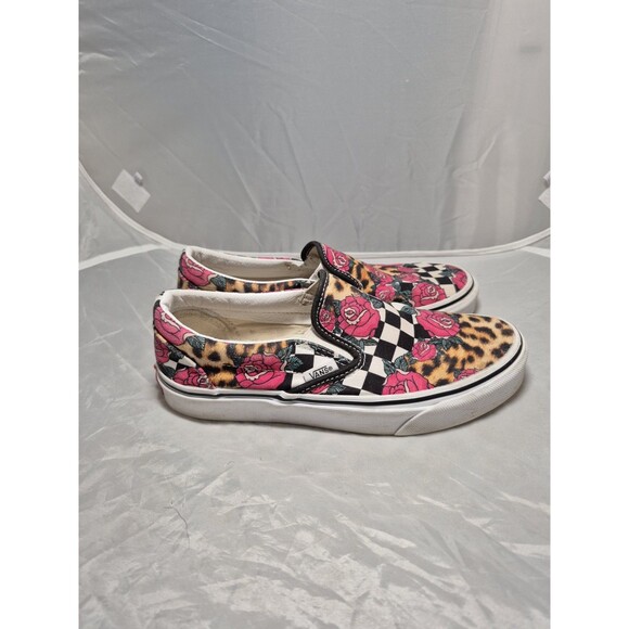 Vintage Discontinued Vans Mens 5 W 6.5 Checkered Cheetah Rose Print - Picture 3 of 6